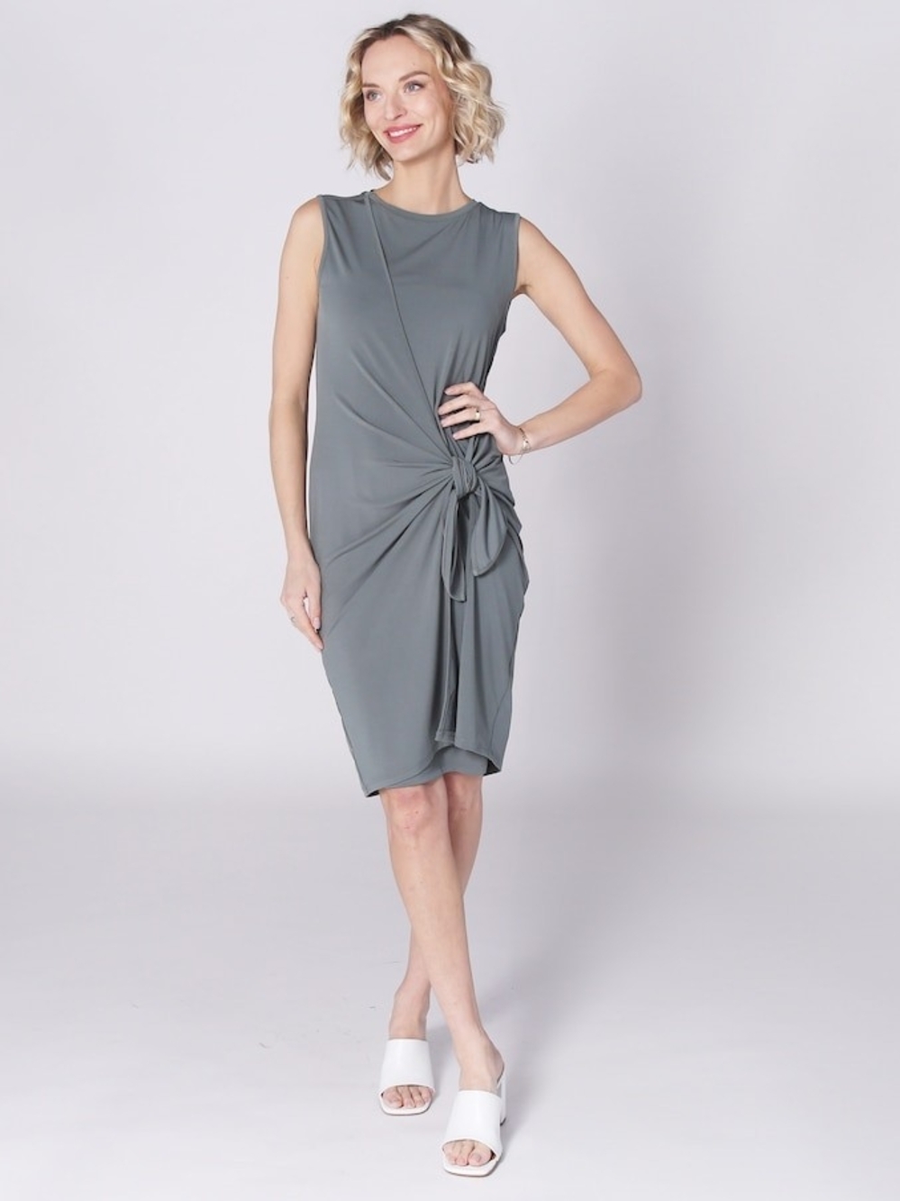 WynneLayers Marla Wynne Women's Matte Jersey Sleeveless Wrap Dress Size Large